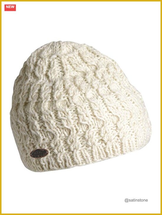 Hand Knit Wool Beanie - Heavyweight Winter Hat, Micro Fleece Lined